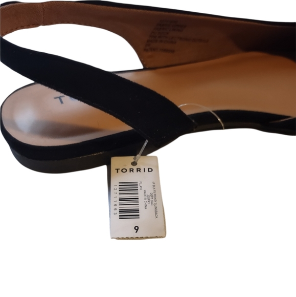 Torrid Black Faux Suede V Cut Slingback Flats Size 9W - Picture 6 of 10